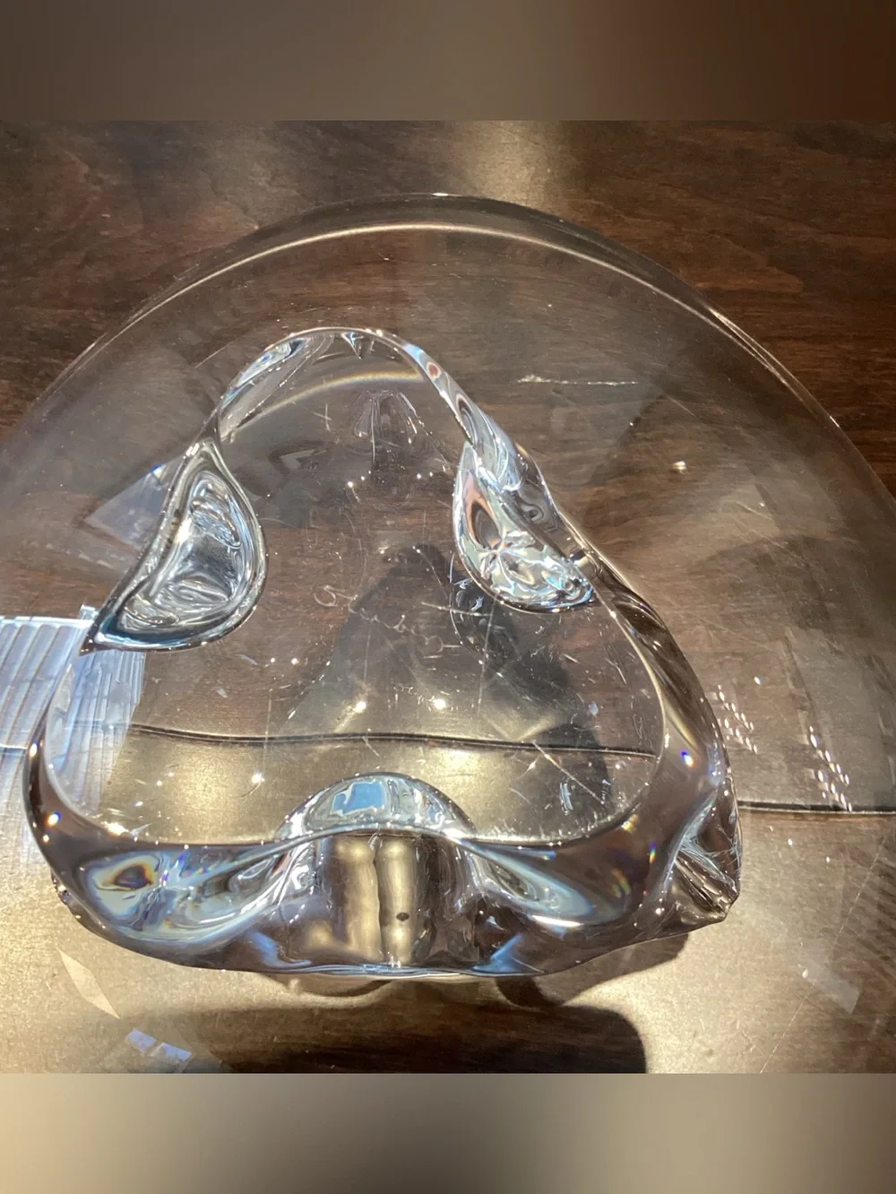 Steuben Vintage Crystal Footed Trillium Bowl Signed Model 8089 in EUC